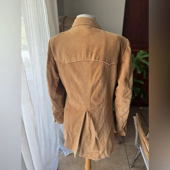 Vintage Tan Corduroy Double-Breasted Blazer